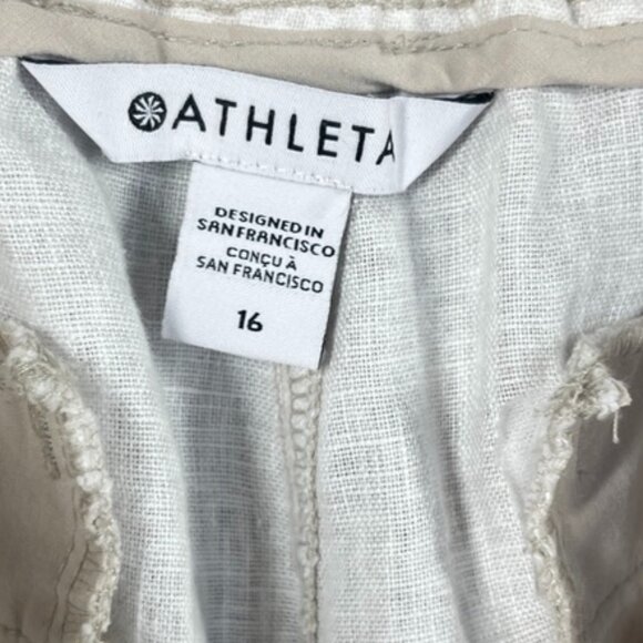 Athleta Linen Pants Jogger Womens Size 16 Gray Mirco Cheetah Abalone Summer - Picture 2 of 11